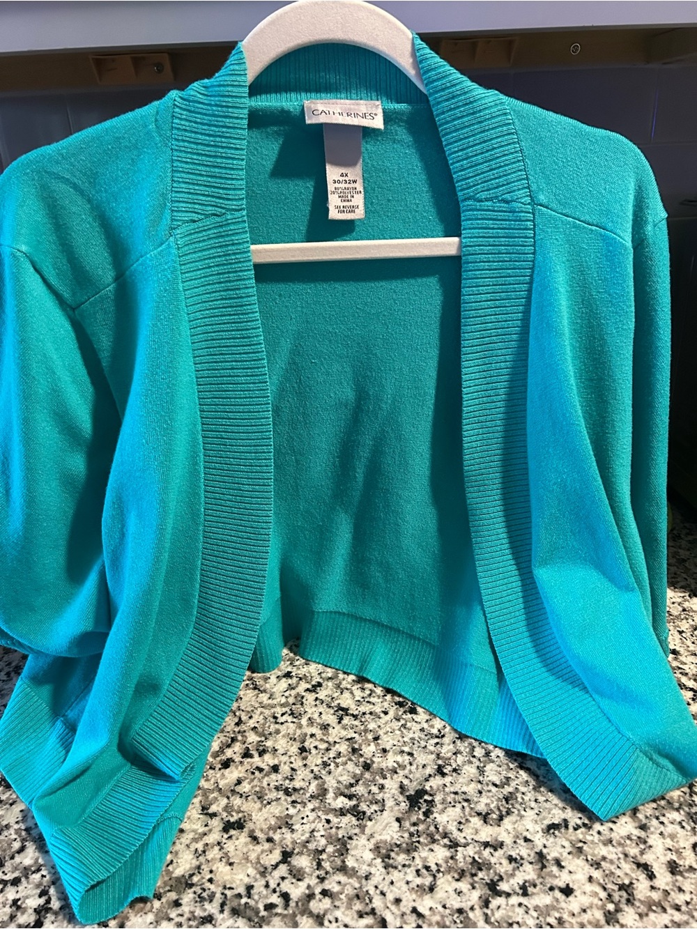 Catherines Teal Open-Front Cardigan Sweater